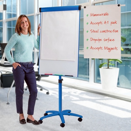 Premium Mobile Flipchart Easel with 2 Extending Side Arms